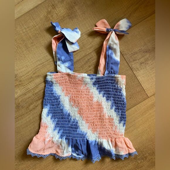 Jessica Simpson little girls medium size 8 tie dye orange purple tank top ruffle - Picture 7 of 7